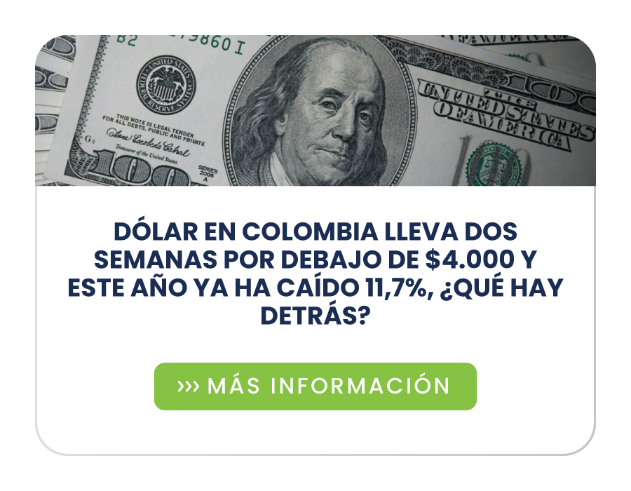 Dólar en Colombia lleva dos semanas por debajo de $4.000 y este año ya ha caído 11,7%, ¿qué hay detrás